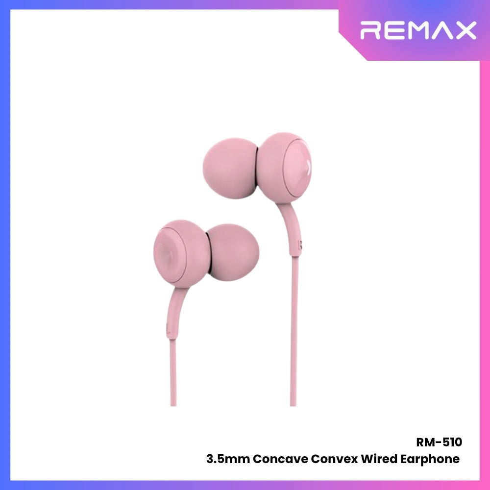 REMAX - RM-510 Concave Convex 3.5mm Wired Earphone - Pink