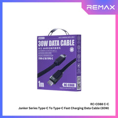 REMAX - RC-C088 C-C Janker Series Type-C to Type-C Fast Charging Data Cable (30W) - Black