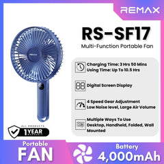REMAX - RS-SF17 Multi-Function Portable Fan - Blue