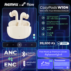 REMAX COZYPODS W10N Crystal Series ANC+ENC Bluetooth Wireless Earbuds - Blue