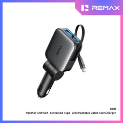 REMAX - CC11 36W Panther 72W Self-contained Type-C Retractable Cable Fast Charger Car Charger - Tarnish