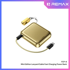 REMAX - FCP-9 10000mAh Mini Edition Lanyard Cable Fast Charging Power Bank ( 22.5W ) - Gold