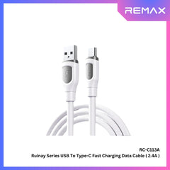 REMAX - RC-C113A Ruinay Series USB to Type-C Fast Charging Data Cable ( 2.4A ) - White