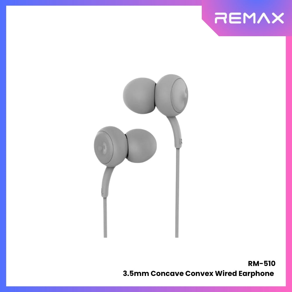 REMAX - RM-510 Concave Convex 3.5mm Wired Earphone - Grey