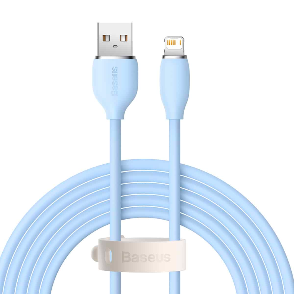 (Buy 1 Get 1) Baseus Jelly Liquid Silica Gel 2.4A iPhone Fast Charging Data Cable (2M) - Blue