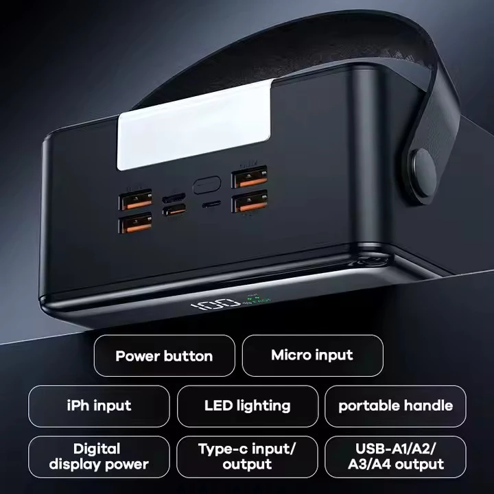 REMAX - FP-1 Piloteer Series 100000mAh PD+QC Fast Charging LED Power Bank ( PD 27W + QC 22.5W ) - Black