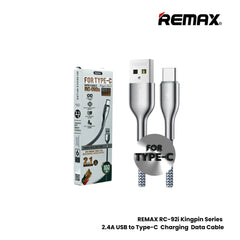 2.4 A ( Type-C )-REMAX RC-092A Kingpin Series 2.4A USB to Type-C Charging Data Cable - Silver