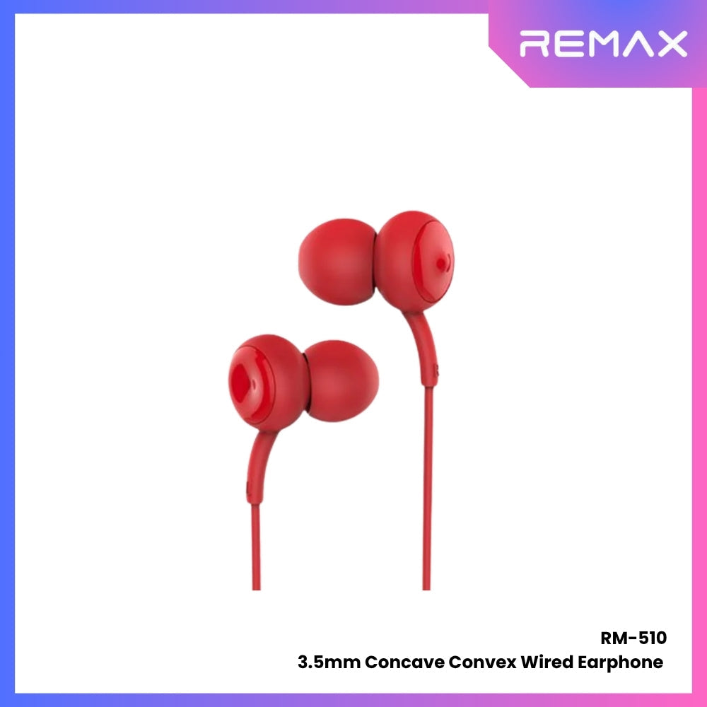 REMAX - RM-510 Concave Convex 3.5mm Wired Earphone - Red