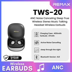REMAX - TWS-20 ANC Noise Canceling Sleep True Wireless Stereo Music Talking Wireless Earbuds - Black