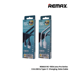 2.1A ( Type-C )-REMAX RC-160A Lesu Pro Series 2.1A USB to Type-C Charging Data Cable - Black