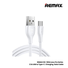 2.1A ( Type-C )-REMAX RC-160A Lesu Pro Series 2.1A USB to Type-C Charging Data Cable - White