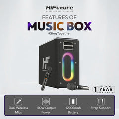 HiFuture - Music Box Bluetooth Wireless Speaker ( 100W ) - Black