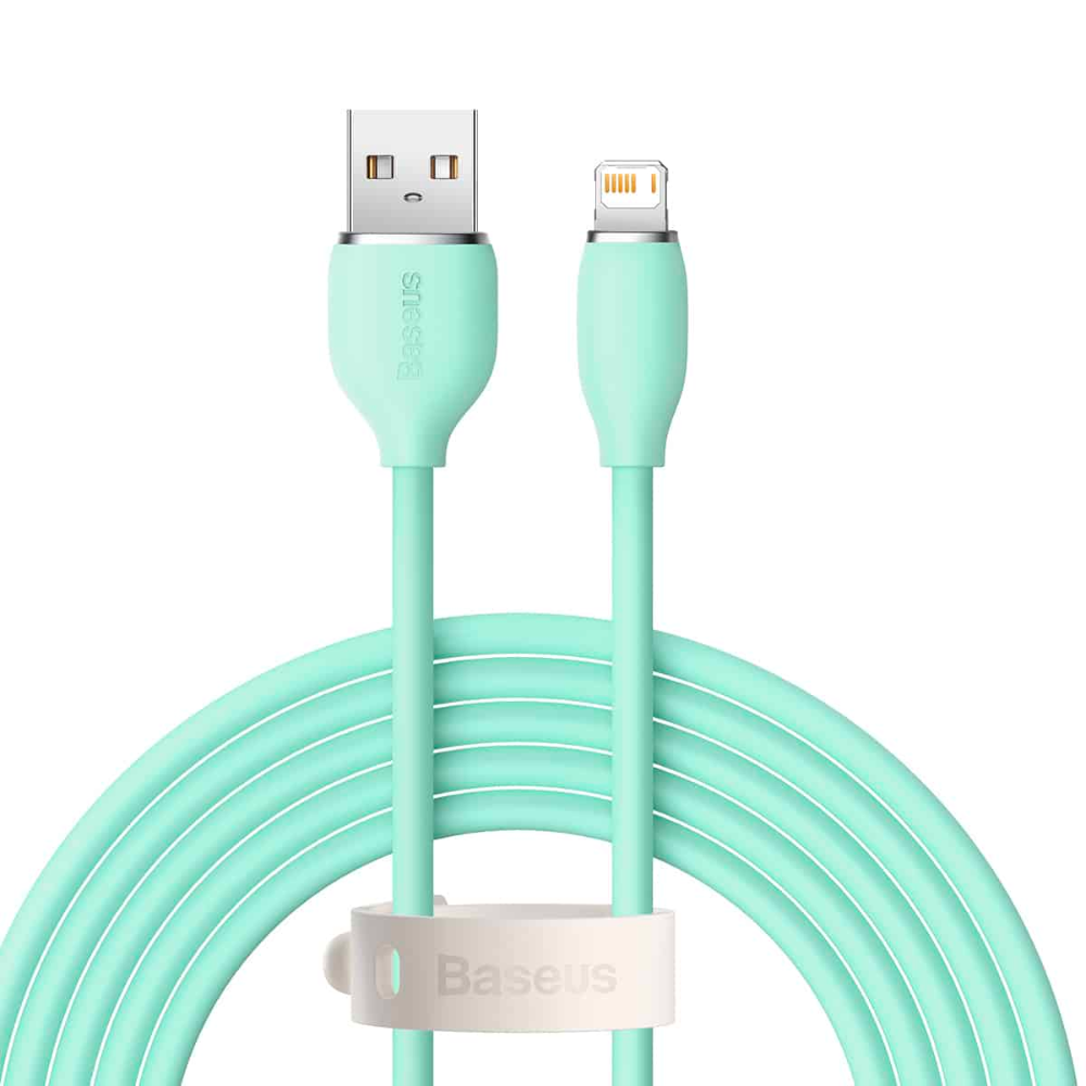 (Buy 1 Get 1) Baseus Jelly Liquid Silica Gel 2.4A iPhone Fast Charging Data Cable (1.2M) - Green