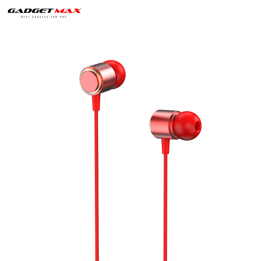 GADGET MAX X-PRO STEREO BASS  3.5MM EARPHONE WIRED CONTROL EARPHONE (3.5MM) - RED