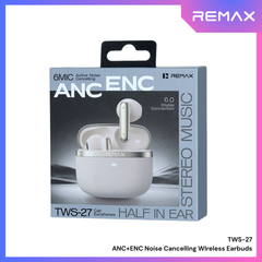 REMAX - TWS-27 ANC+ENC True Wireless Stereo Music Call Mixed Feedback Noise Canceling Wireless Earbuds - Beige
