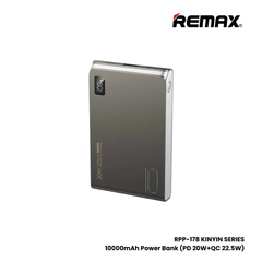 REMAX RPP-178 Kinyin Series 10000mAh PD+QC Fast Charging Power Bank(PD 20W+QC 22.5W) - Grey