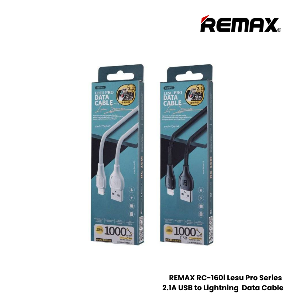 REMAX RC-160i Lesu Pro Series 2.1A USB to Lightning Charging Data Cable - Black