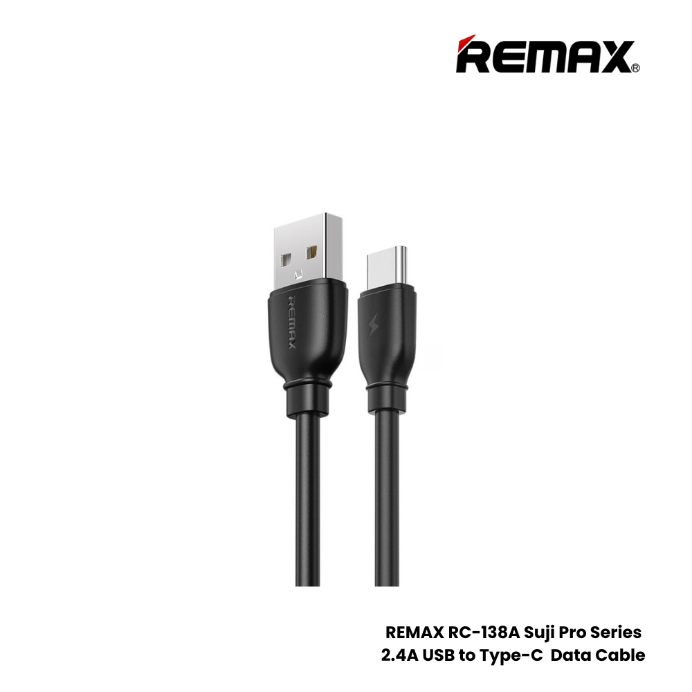 2.14A ( Type-C )-REMAX RC-138A Suji Pro Series 2.4A USB to Type-C Charging Data Cable - White