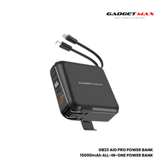 GADGET MAX GB23 AIO Pro Series 15000mAh All-in-One PD+QC Fast Charging Power Bank(PD 20W+QC 22.5W) - Black