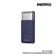 REMAX RPP-5 kiyuan Series 10000mAh PD+QC Fast Charging Power Bank(PD 20W+QC 22.5W) - Navy Blue