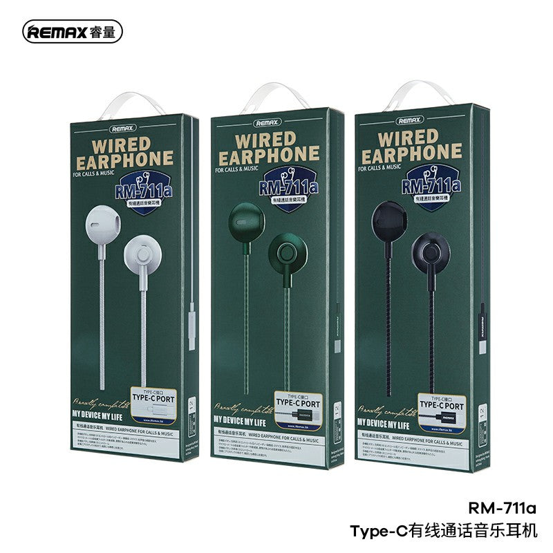 REMAX RM-711A  Type C Wired Earphone ,Type C Headphone