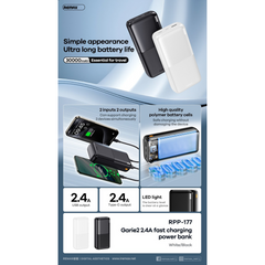 Remax RPP-177 30000mAh Lango II Series 2.4A Fast Charging Power Bank - Black