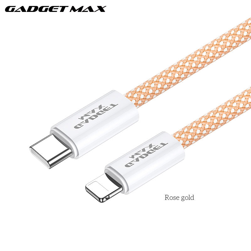 GADGET MAX GX15 FAST CHARGING TYPE-C TO LIGHTING CHARGING DATA CABLE PD(20W) (1.2M) - ROSE GOLD