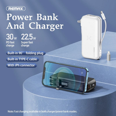 REMAX RPP-252 Glory Series 9600mAh All-in-one PD+QC Power Bank(PD 30W+QC 22.5W) - White