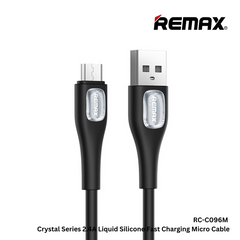 Remax RC-C096m Crystal Series 2.4A Liquid Silicone Fast Charging Micro Data Cable - Black