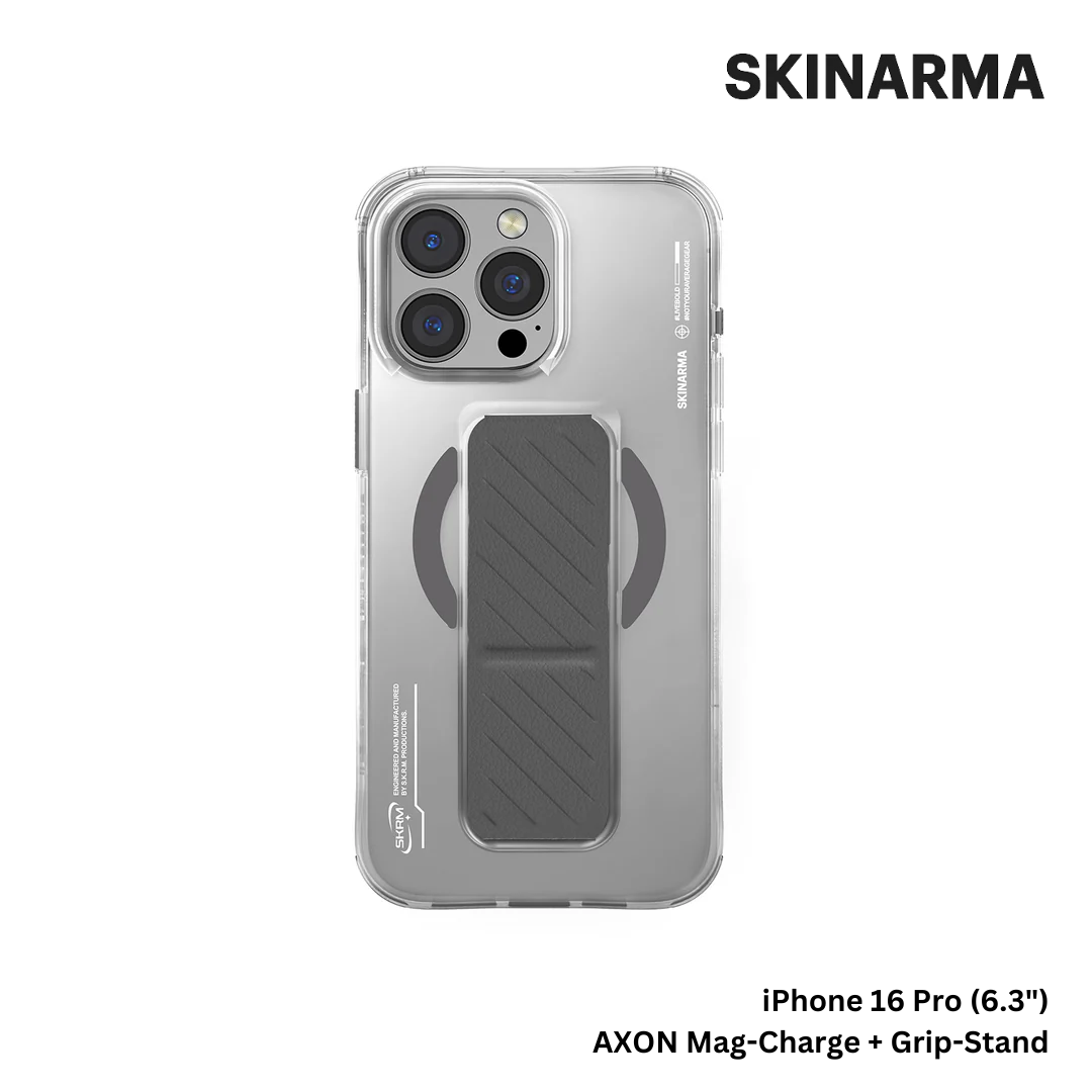 Skinarma iPhone 16 Pro 6.3" AXON Mag-Charge and Grip-Stand Case - Titanium