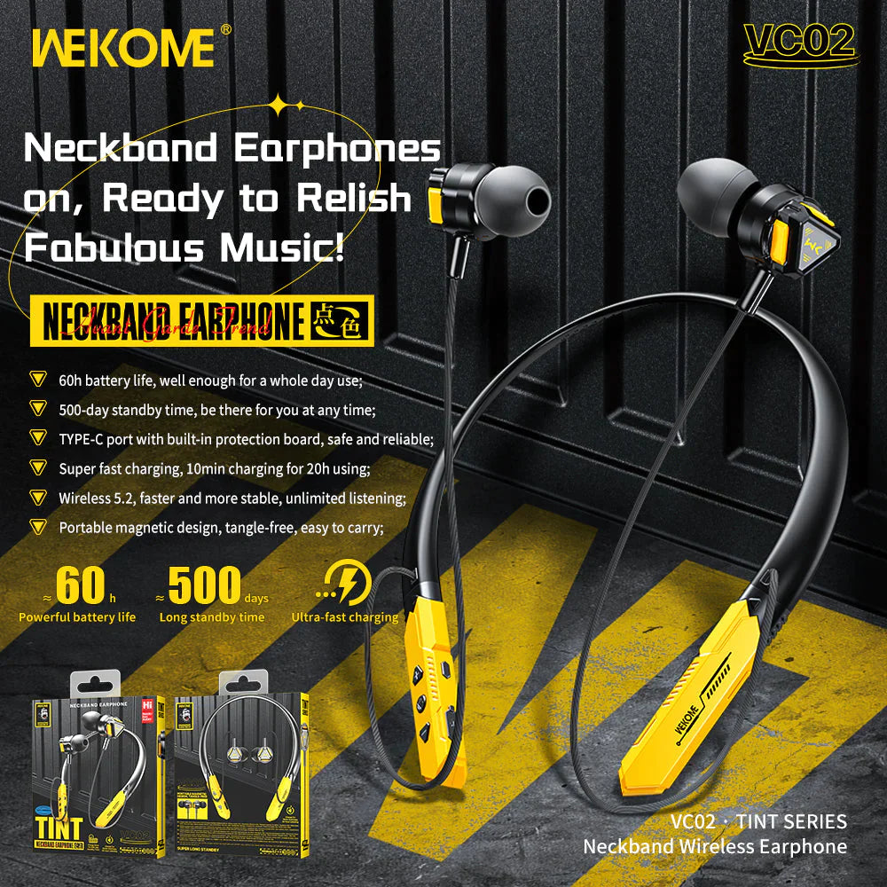 WEKOME VC02 NECKBAND WIRELESS EARPHONE (new product)