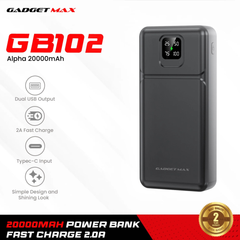 GADGET MAX GB102 Alpha Series 20000mAh Power Bank - Black