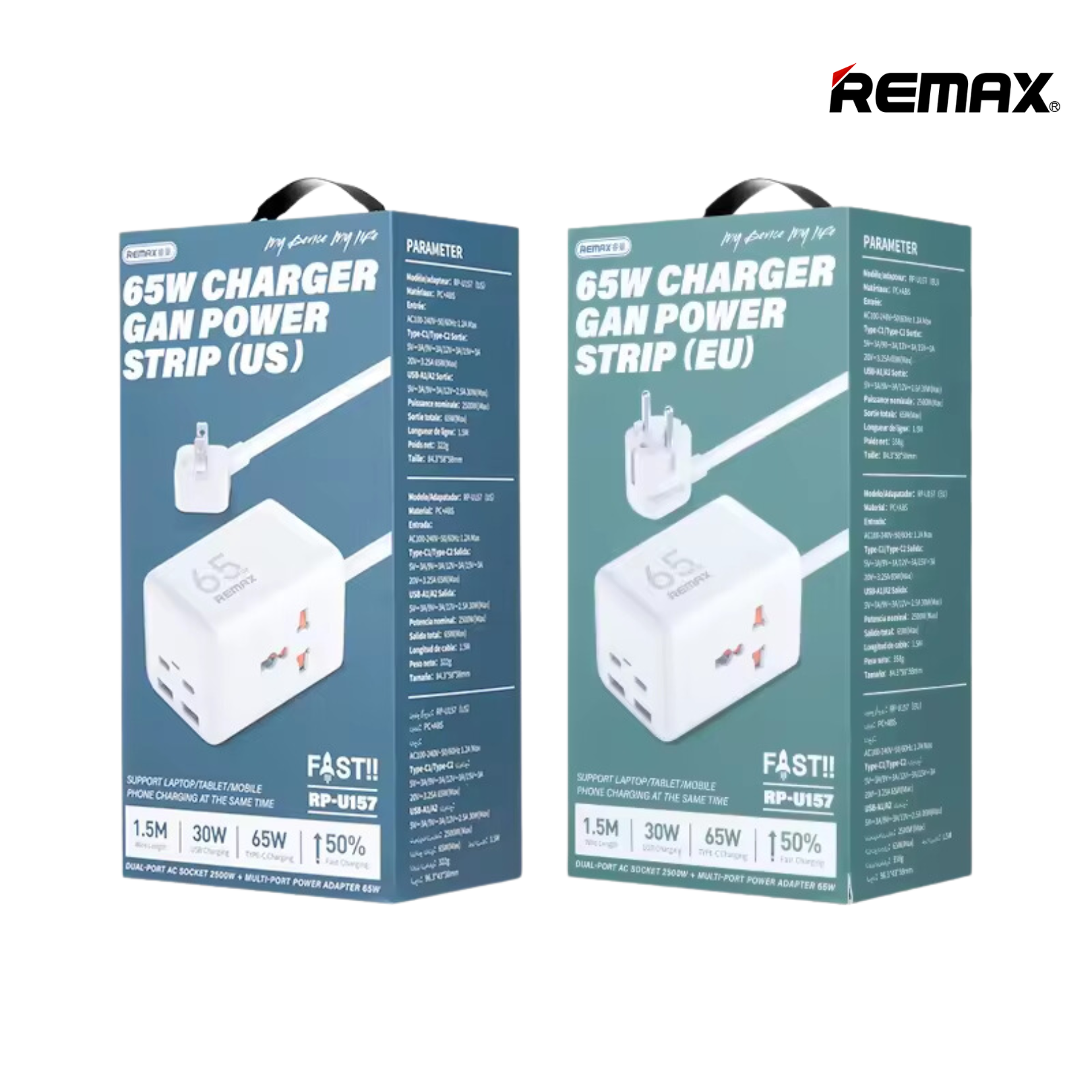 Remax RP-U157 Kiddy Series 65W Gan Power Strip (US) Dual-Port AC Socket