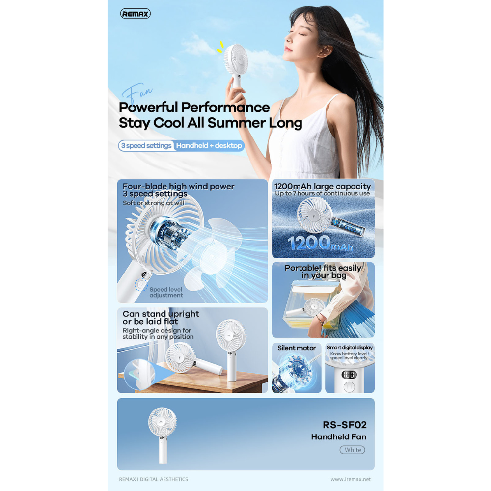 REMAX RS-SF02 Handheld Fan - White