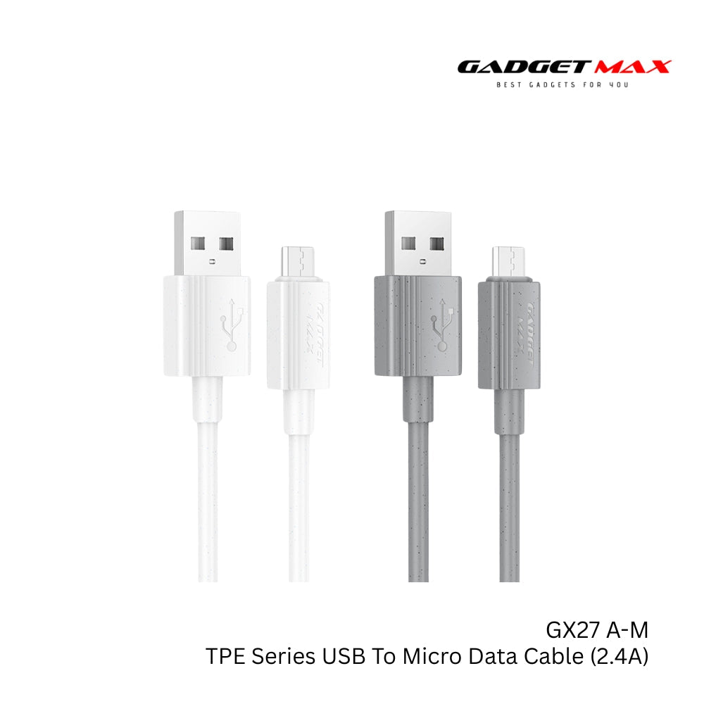 GADGET MAX - GX27 TPE Series USB To Micro Data Cable ( 2.4A ) - Grey