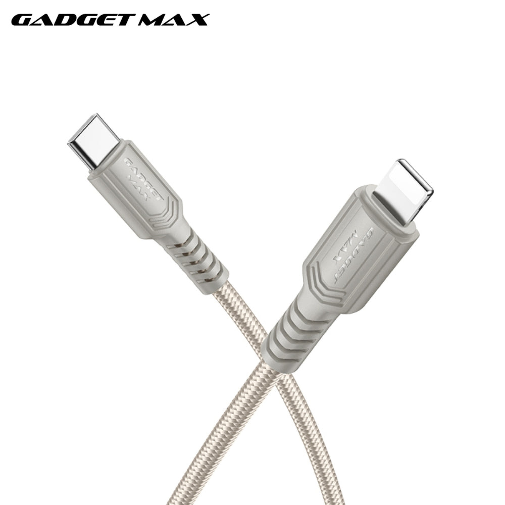 GADGET MAX - GX29 C-L Woven Series Type-C To Lightning Fast Charging Data Cable (27W) - Grey