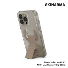 Skinarma iPhone 16 Pro Max 6.9" AXON Mag-Charge and Grip-Stand Case - Champagne