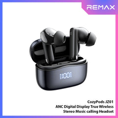REMAX - COZYPODS JZ01 ANC Digital Display Bluetooth Wireless Earbuds - Black