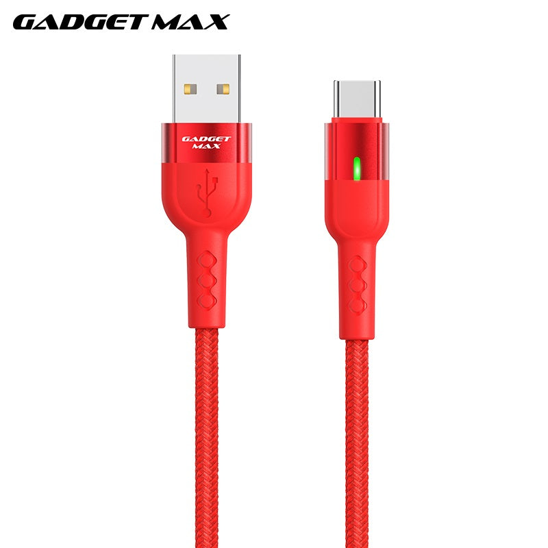 GADGET MAX GX05 TYPE-C 2.4A AUTO DISCONNECT DATA CABLE FOR TYPE-C (2.4A)(1.2M) - RED