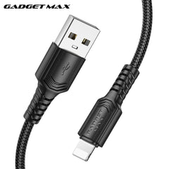 GADGET MAX - GX29 Woven Series USB To Lightning Charging Data Cable (2.4A) - Black