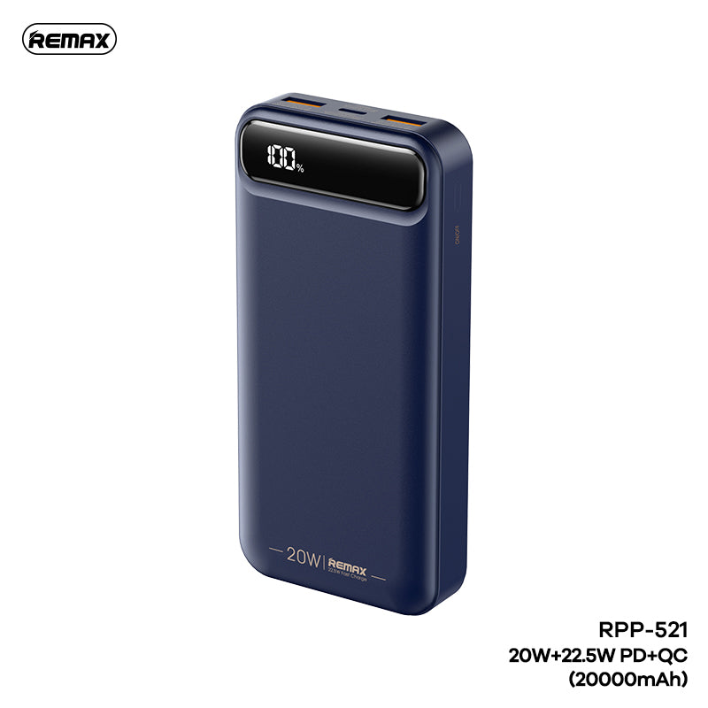 Remax RPP-521 20000Mah Bole Series PD20W+QC22.5W Fast Charging Power Bank-Blue