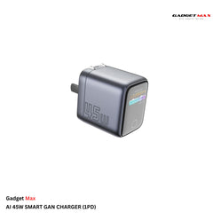 GADGET MAX - AI 45W (1PD) Smart GAN Charger - Grey