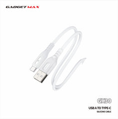 Gadget Max - GX30 (A) Nano Series USB To Type-C 3A Silicon Fast Charging Data Cable - White