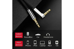 UGREEN (AV119) 3.5mm Male to 3.5mm Male Elbow Audio Connector Adapter Cable Gold-plated Port Car AUX Audio Cable - 1M