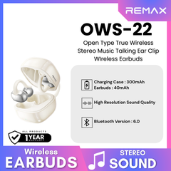 REMAX - OWS-22 Open Type True Wireless Stereo Music Talking Ear Clip WIreless Earbuds - White