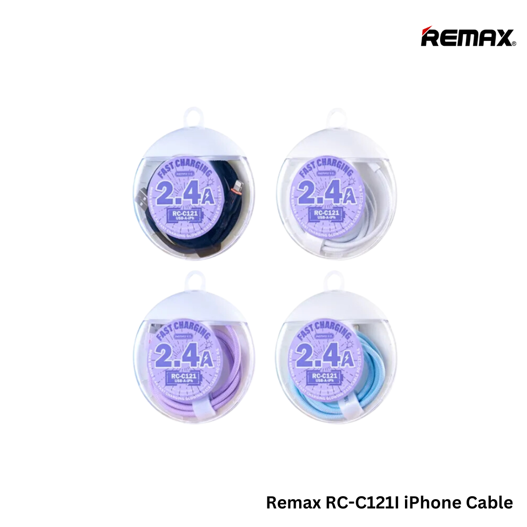 REMAX RC-C 121 A-L Moka Series 2.4A Glowing Fast Charging Lightning Data Cable(Blue)