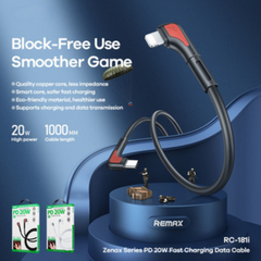 20W ( C to Lightning )-REMAX RC-181i C-L Zenax Series 20W Type-C to Lightning Fast Charging Data Cable - White