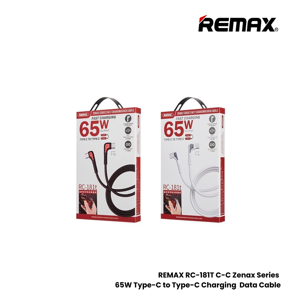 65W ( C to C )-REMAX RC-181T C-C Zenax Series 65W Type-C to Type-C Fast Charging PD Charging Data Cable - White