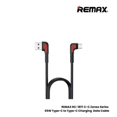 65W ( C to C )-REMAX RC-181T C-C Zenax Series 65W Type-C to Type-C Fast Charging PD Charging Data Cable - Black