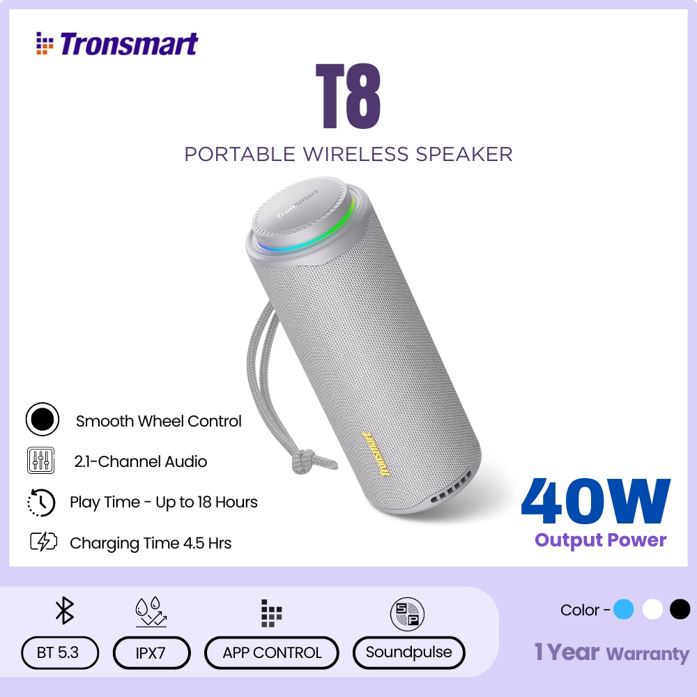 Tronsmart - T8 Portable Bluetooth Speaker - Grey
